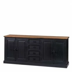 Auslauf ✨ 220x96x53 Vintage Design Anrichte In Schwarz - Niovan 🛒