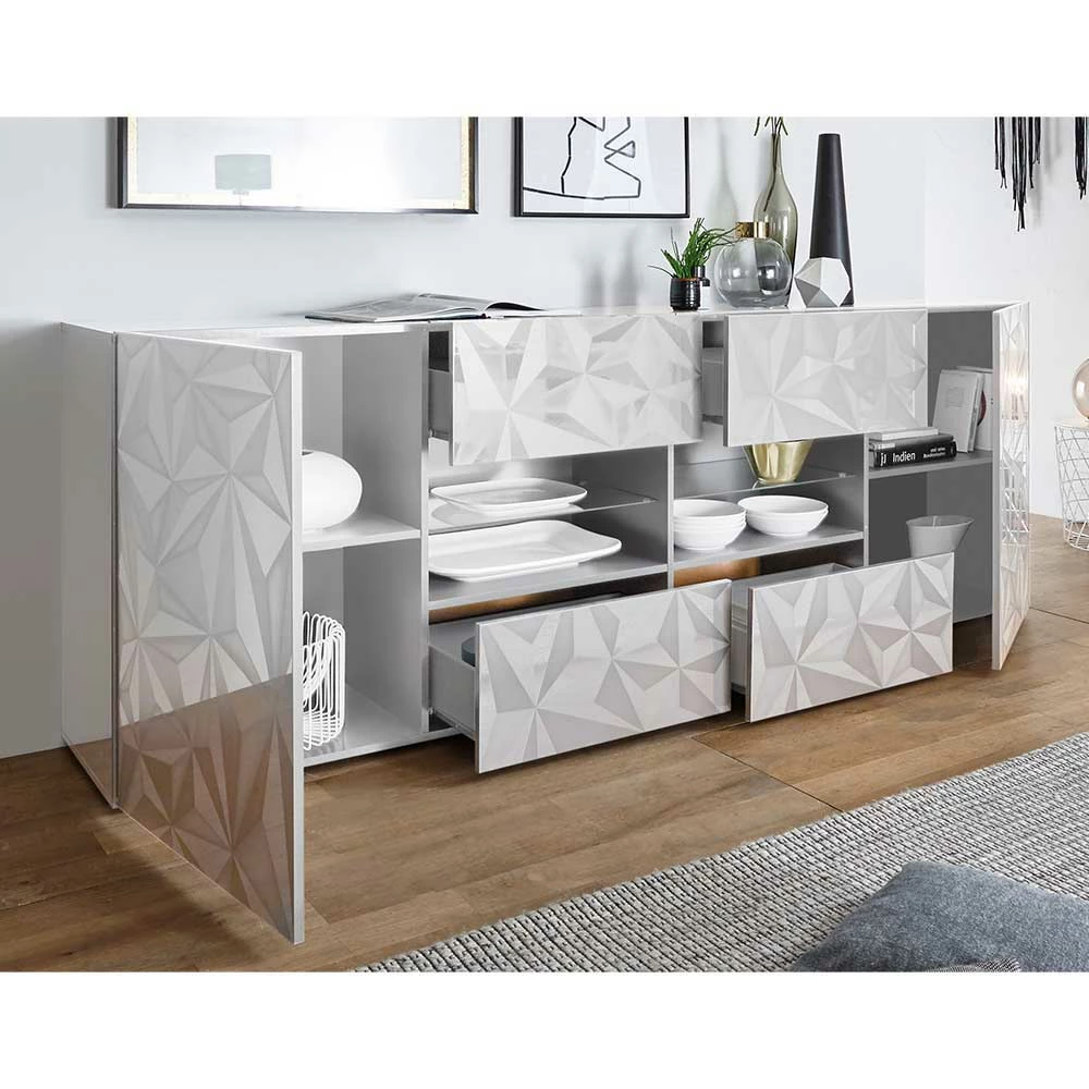Rabatt ⌛ 241 Cm Breites Sideboard In Weiß HG - Vovasoma 🔔 3 Rabatt ⌛ 241 Cm Breites Sideboard In Weiß HG - Vovasoma 🔔 – Bild 3