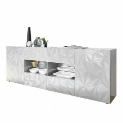 Rabatt ⌛ 241 Cm Breites Sideboard In Weiß HG - Vovasoma 🔔