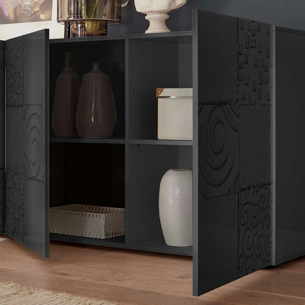 Billig ⌛ 241x84x42 Hochglanz Sideboard In Anthrazit - Ipatal 😍 4 Billig ⌛ 241x84x42 Hochglanz Sideboard In Anthrazit - Ipatal 😍 – Bild 4