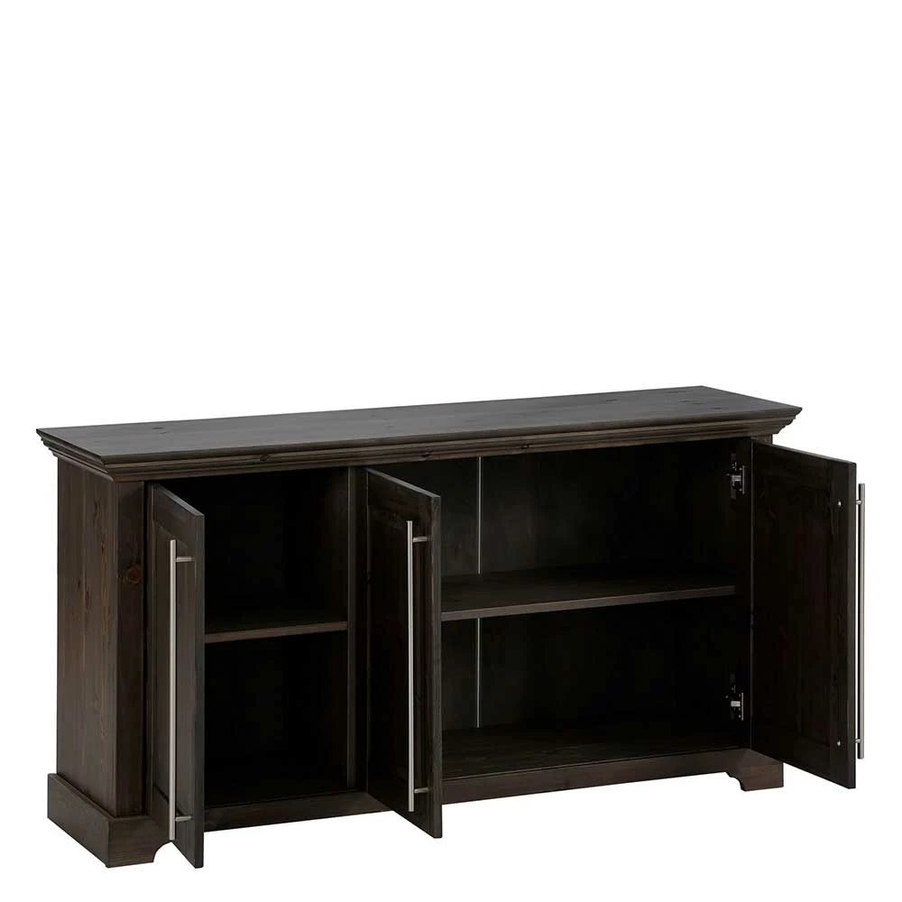 Brandneu 😉 3-türige Kommode Aus Kiefer In Dunkel Lackiert - Syvila 🥰 4 Brandneu 😉 3-türige Kommode Aus Kiefer In Dunkel Lackiert - Syvila 🥰 – Bild 4