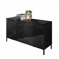 Bestpreis 🎉 3-türige Kommode In Hochglanz Schwarz - Cabriza 😀