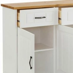 Coupon 😉 3-türige Landhaus Kommode In Weiß & Honig - Ribeiro 👏 -Reanna Shop 3 tuerige landhaus kommode in weiss honig mit 3 schubladen ribeiro 04