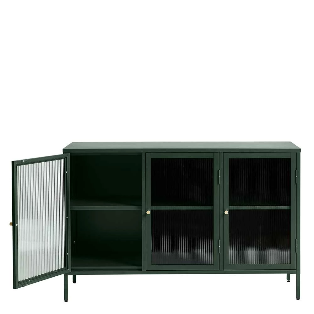 Budget ⌛ 3-türige Stahl Kommode In Dunkelgrün Mit Glas - Mela ✨ 3 Budget ⌛ 3-türige Stahl Kommode In Dunkelgrün Mit Glas - Mela ✨ – Bild 3