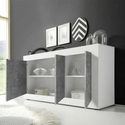 Großhandel 👏 3-türiges Design-Sideboard In Beton Dekor - Narandu 😀 8 Großhandel 👏 3-türiges Design-Sideboard In Beton Dekor - Narandu 😀 -Reanna Shop 3 tueriges design sideboard in beton dekor hochglanz weiss narandu 02