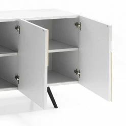 Coupon 🧨 3-türiges Design-Sideboard In Weiß & Eiche - Extena 🎉 -Reanna Shop 3 tueriges design sideboard in weiss eiche furnier 180x80x50 extena 03