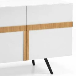 Coupon 🧨 3-türiges Design-Sideboard In Weiß & Eiche - Extena 🎉 -Reanna Shop 3 tueriges design sideboard in weiss eiche furnier 180x80x50 extena 04