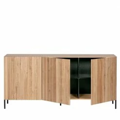 Großhandel ⭐ 3-türiges Designer Sideboard In Natur Eiche - Cegrada 🤩 -Reanna Shop 3 tueriges designer sideboard in natur eiche mit metallbeinen in schwarz cegrada 04