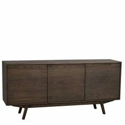 Coupon 🛒 3-türiges Holz Sideboard In Dunkelbraun Eiche - Filmanu ✔️