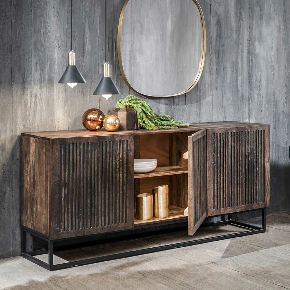 Angebote ⌛ 3-türiges Holz Sideboard Mit Bügelgestell - Lyrica ⭐ 3 Angebote ⌛ 3-türiges Holz Sideboard Mit Bügelgestell - Lyrica ⭐ – Bild 3