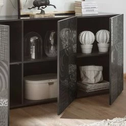 Großhandel 🧨 3-türiges Sideboard In Grau Glanz Lackiert - Ipatal 😀 -Reanna Shop 3 tueriges sideboard in grau glanz lackiert mit druck ipatal 03