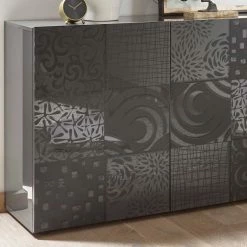 Großhandel 🧨 3-türiges Sideboard In Grau Glanz Lackiert - Ipatal 😀 -Reanna Shop 3 tueriges sideboard in grau glanz lackiert mit druck ipatal 04