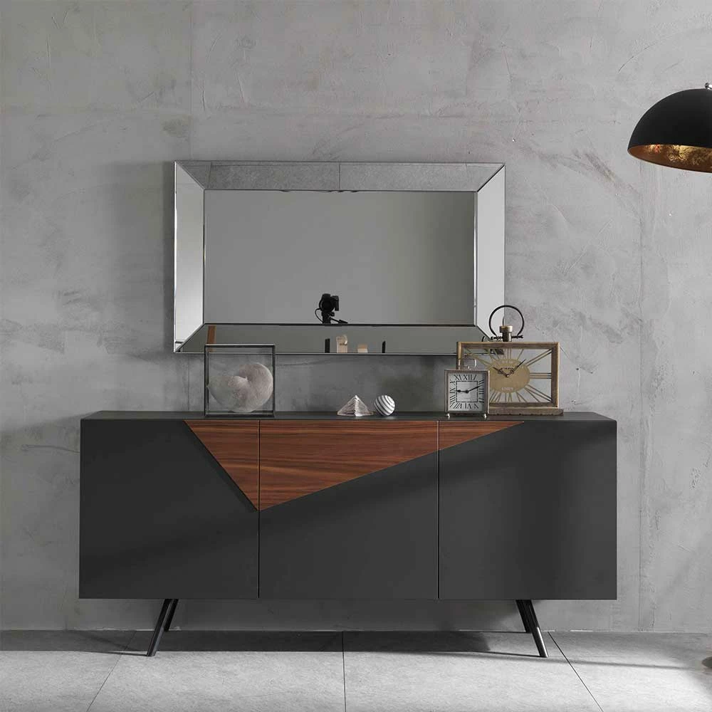 Billig 🔔 3-türiges Sideboard In Grau & Nussbaum - Dioba ✨ 2 Billig 🔔 3-türiges Sideboard In Grau & Nussbaum - Dioba ✨ – Bild 2