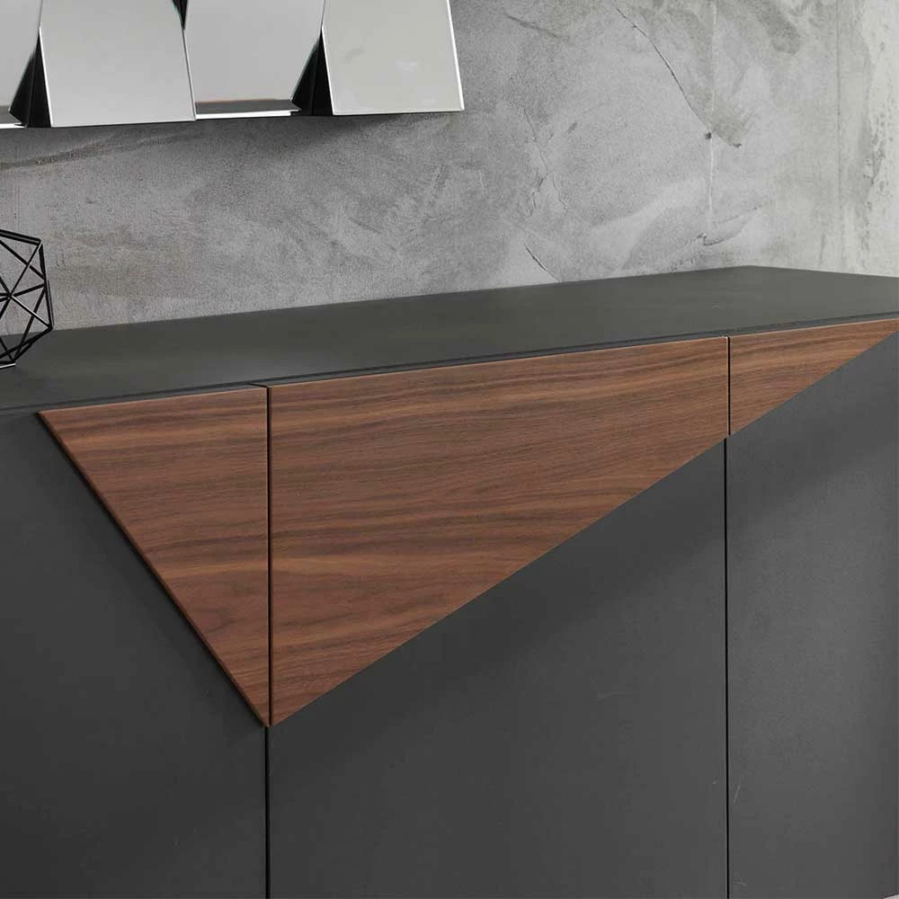 Billig 🔔 3-türiges Sideboard In Grau & Nussbaum - Dioba ✨ 3 Billig 🔔 3-türiges Sideboard In Grau & Nussbaum - Dioba ✨ – Bild 3