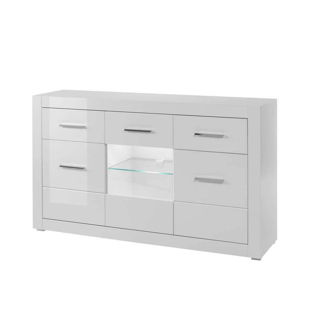 Blitzangebot 😉 3-türiges Sideboard In Hochglanz Weiß & Glas Yulis Mit 2 Schubladen 🛒 1 Blitzangebot 😉 3-türiges Sideboard In Hochglanz Weiß & Glas Yulis Mit 2 Schubladen 🛒