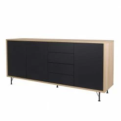Coupon 😍 3-türiges Sideboard Mit 4 Schubladen Chicron In Schwarz 🎉