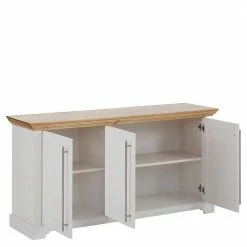 Rabatt 🎉 3-türiges Sideboard - Modernes Landhaus - Eyzaco 🔔 -Reanna Shop 3 tueriges sideboard modernes landhaus in weiss honig mit metallgriffen eyzaco 03