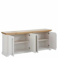 Schlussverkauf 😉 4-türige Kommode - Modernes Landhaus - Eyzaco ✔️ -Reanna Shop 4 tuerige kommode modernes landhaus in weiss honig aus kiefer eyzaco 03