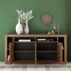 Beste Bewertungen von 🥰 4-türiges Sideboard Mit 6 Offenen Fächern - Cosmonata 🔥 -Reanna Shop 4 tueriges sideboard mit 6 offenen faechern in holzoptik braun cosmonata 02
