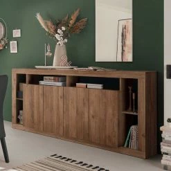 Beste Bewertungen von 🥰 4-türiges Sideboard Mit 6 Offenen Fächern - Cosmonata 🔥 -Reanna Shop 4 tueriges sideboard mit 6 offenen faechern in holzoptik braun cosmonata 05