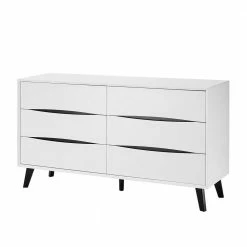 Aktion 🛒 6 Schubladen Kommode In Weiß Mit Schwarz - Vasdov 🔥