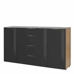 Schlussverkauf ✔️ 99 Cm Hohes Design-Sideboard In Anthrazit Glas - Scremma ✨