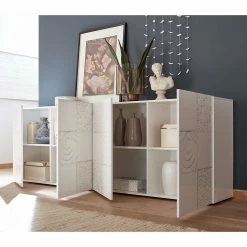 Angebote 🤩 Bedrucktes Sideboard In Weiß Hochglänzend - Vascaub ⭐ -Reanna Shop bedrucktes sideboard in weiss hochglaenzend mit vier tueren vascaub 02
