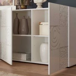 Angebote 🤩 Bedrucktes Sideboard In Weiß Hochglänzend - Vascaub ⭐ -Reanna Shop bedrucktes sideboard in weiss hochglaenzend mit vier tueren vascaub 03
