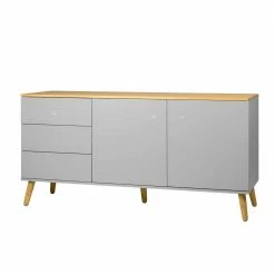 Aktion 🌟 Breite Kombikommode In Grau & Eiche Revanio 2-türig 🤩