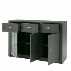 Angebote 🔥 Country Kombi-Kommode In Dunkelgrün - Niestov 🧨 -Reanna Shop country kombi kommode in dunkelgruen mit 3 tueren 3 schubladen niestov 04