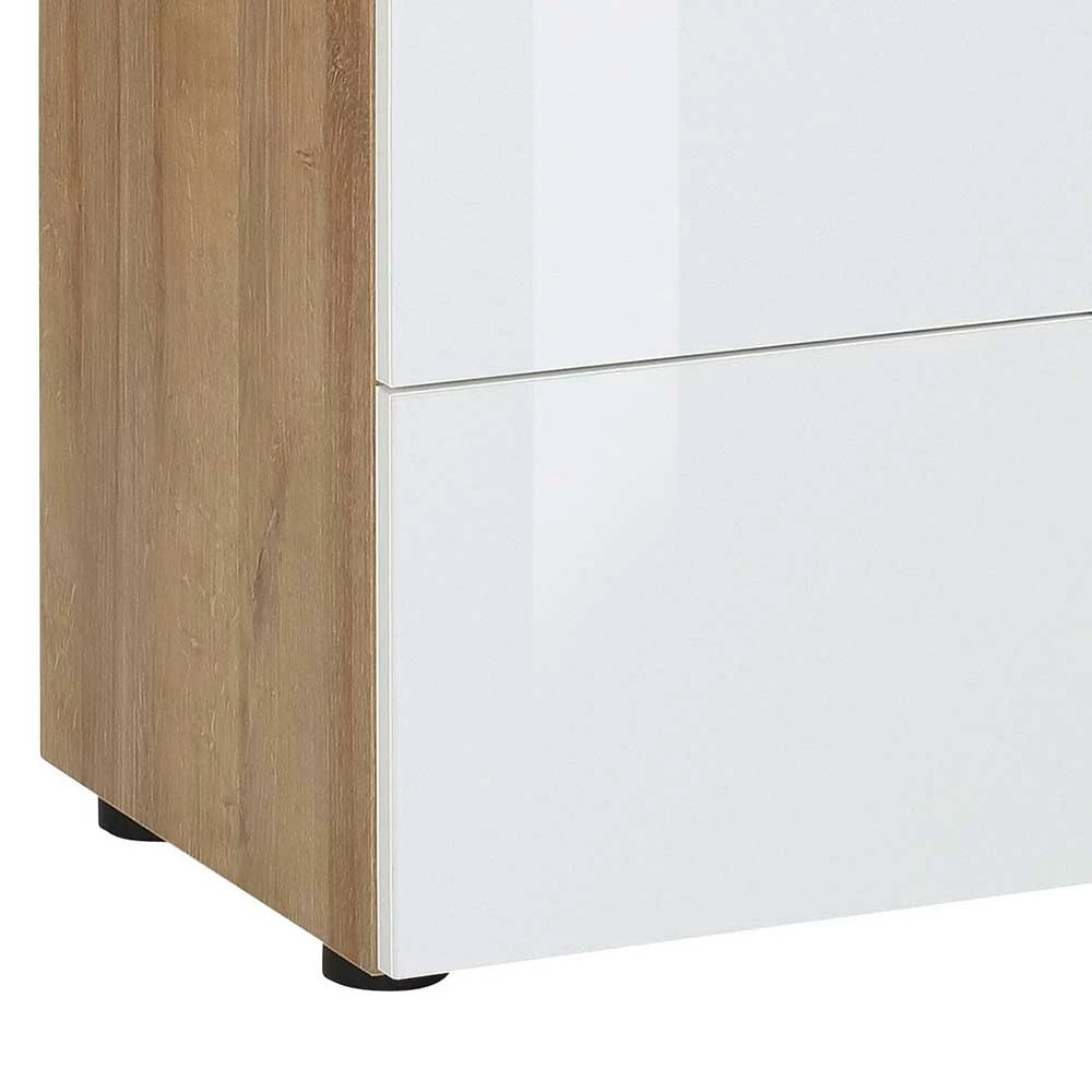 Am billigsten ❤️ Design-Kommode In Weiß Glas & Eiche Dekor - Ayfuna 🤩 3 Am billigsten ❤️ Design-Kommode In Weiß Glas & Eiche Dekor - Ayfuna 🤩 – Bild 3