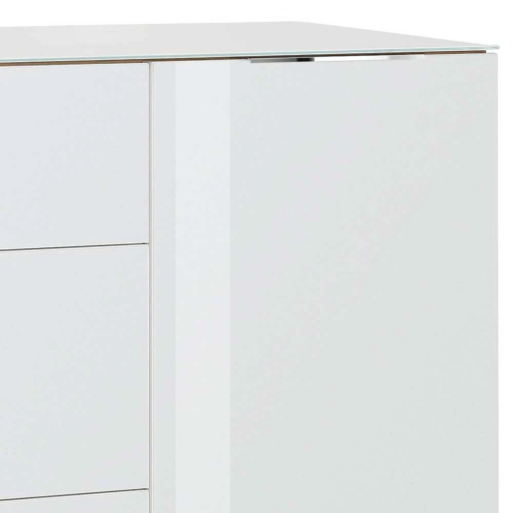 Am billigsten ❤️ Design-Kommode In Weiß Glas & Eiche Dekor - Ayfuna 🤩 4 Am billigsten ❤️ Design-Kommode In Weiß Glas & Eiche Dekor - Ayfuna 🤩 – Bild 4