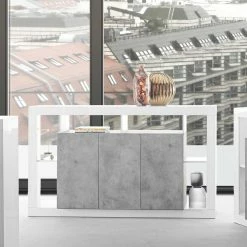 Bestpreis 🛒 Design Kommode Mit 3 Türen & 6 Fächern - Harrisons 🌟 -Reanna Shop design kommode mit 3 tueren 6 faechern in beton dekor weiss hg harrisons 03