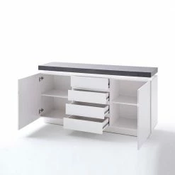 Besorgen ⌛ Design Sideboard Rebelvo Mit Dimmbarer LED Beleuchtung ⌛ -Reanna Shop design sideboard dimmbarer led beleuchtung weiss grau rebelvo 05