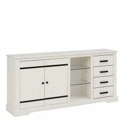 Neu ✨ Design Sideboard In Weiß Mit Schwarz - Manduza 💯