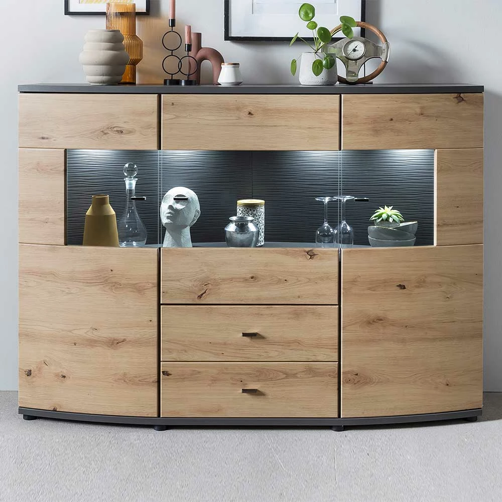 Blitzangebot 🔥 Design Sideboard Mit Glaseinsatz - Lyneka ✨ 3 Blitzangebot 🔥 Design Sideboard Mit Glaseinsatz - Lyneka ✨ – Bild 3