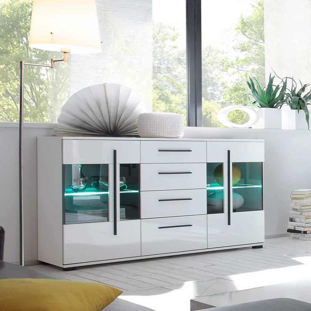 Bestpreis 🧨 Design Sideboard Nennja In Weiß Hochglanz Glas 👍 2 Bestpreis 🧨 Design Sideboard Nennja In Weiß Hochglanz Glas 👍 – Bild 2