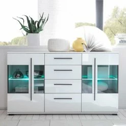 Bestpreis 🧨 Design Sideboard Nennja In Weiß Hochglanz Glas 👍 8 Bestpreis 🧨 Design Sideboard Nennja In Weiß Hochglanz Glas 👍 -Reanna Shop design sideboard weiss hochglanz glas 150 cm nennja 02