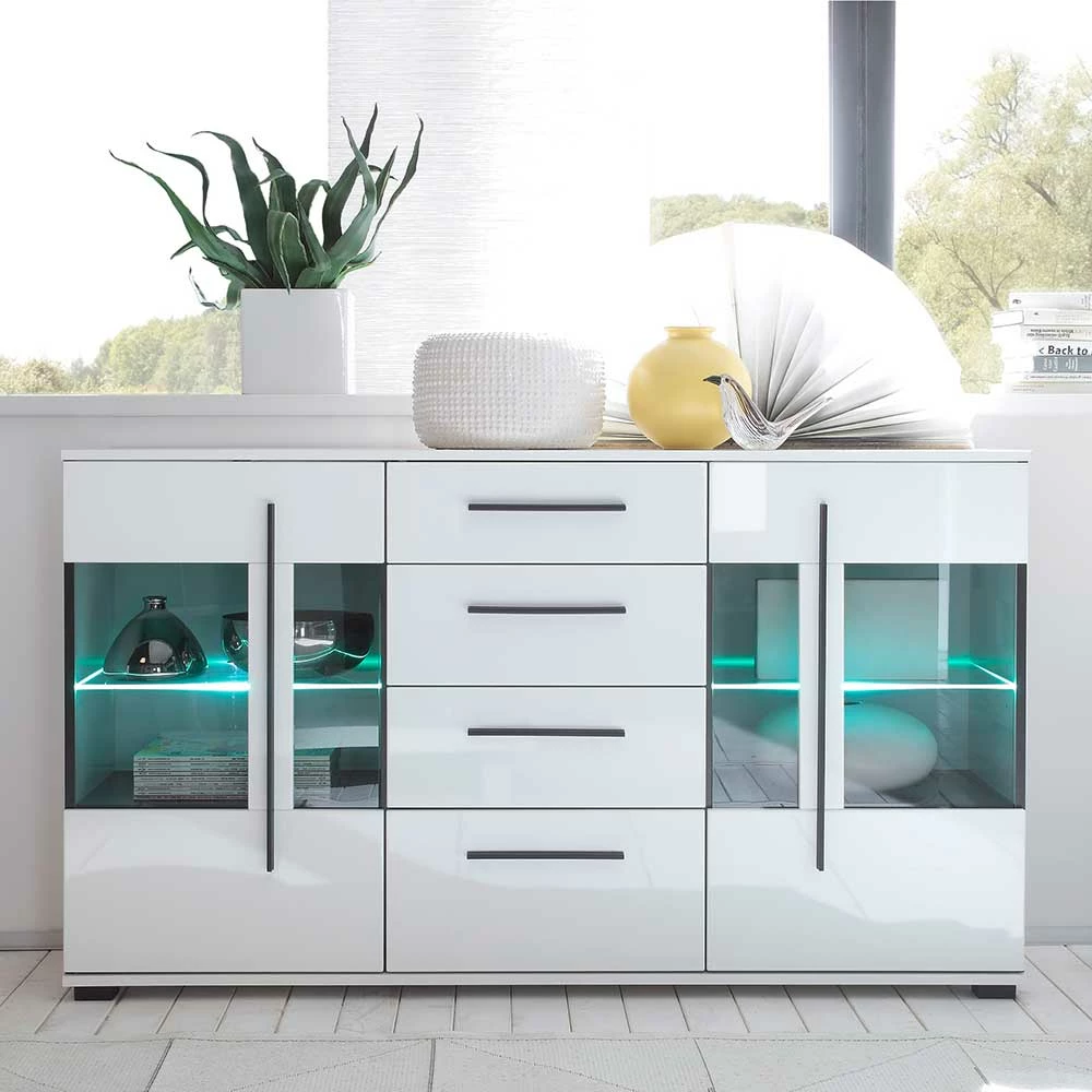 Bestpreis 🧨 Design Sideboard Nennja In Weiß Hochglanz Glas 👍 3 Bestpreis 🧨 Design Sideboard Nennja In Weiß Hochglanz Glas 👍 – Bild 3