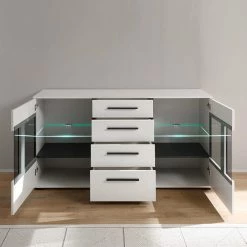 Bestpreis 🧨 Design Sideboard Nennja In Weiß Hochglanz Glas 👍 9 Bestpreis 🧨 Design Sideboard Nennja In Weiß Hochglanz Glas 👍 -Reanna Shop design sideboard weiss hochglanz glas 150 cm nennja 03