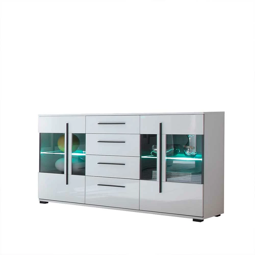 Bestpreis 🧨 Design Sideboard Nennja In Weiß Hochglanz Glas 👍 1 Bestpreis 🧨 Design Sideboard Nennja In Weiß Hochglanz Glas 👍
