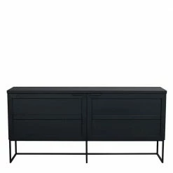 Billig 🧨 Design Türen Kommode In Eiche Schwarz - Meciva 🧨 -Reanna Shop design tueren kommode in eiche schwarz massivholz mit stahlgestell meciva 02