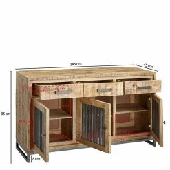 Blitzangebot 🔔 Designer-Sideboard Aus Holz & Eisen - Anuva ✨ -Reanna Shop designer sideboard aus holz eisen in mango natur schwarzgrau anuva 03