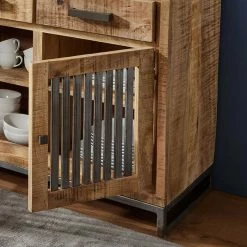 Blitzangebot 🔔 Designer-Sideboard Aus Holz & Eisen - Anuva ✨ -Reanna Shop designer sideboard aus holz eisen in mango natur schwarzgrau anuva 05