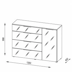Coupon 🧨 Edle Kombi-Kommode In Anthrazit - Ejedan ❤️ -Reanna Shop edle kombi kommode in anthrazit mit metallgriffen 136x100x40 ejedan 04