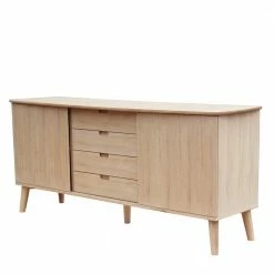 Schlussverkauf 🌟 Eiche Bianco Sideboard Mit Schiebetüren - Saimoon 🛒