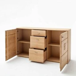 Auslauf 🥰 Eiche Bianco Sideboard Teilmassiv Pontros 2-türig ⌛ -Reanna Shop eiche bianco sideboard teilmassiv 2 tuerig 3 schubladen pontros 03