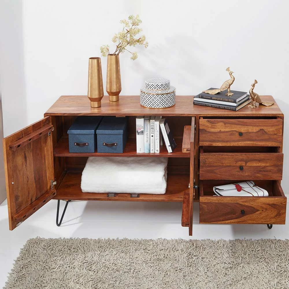 Budget 👏 Elegantes Loft Sideboard Aus Sheesham Holz - Basserini 🎁 3 Budget 👏 Elegantes Loft Sideboard Aus Sheesham Holz - Basserini 🎁 – Bild 3