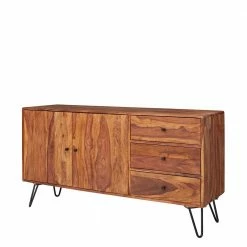Budget 👏 Elegantes Loft Sideboard Aus Sheesham Holz - Basserini 🎁