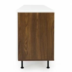 Billig ⌛ Elegantes Sideboard In Weiß & Nussbaum - Luzillo 👏 -Reanna Shop elegantes sideboard in weiss nussbaum mit drei schubladen zwei tueren luzillo 05